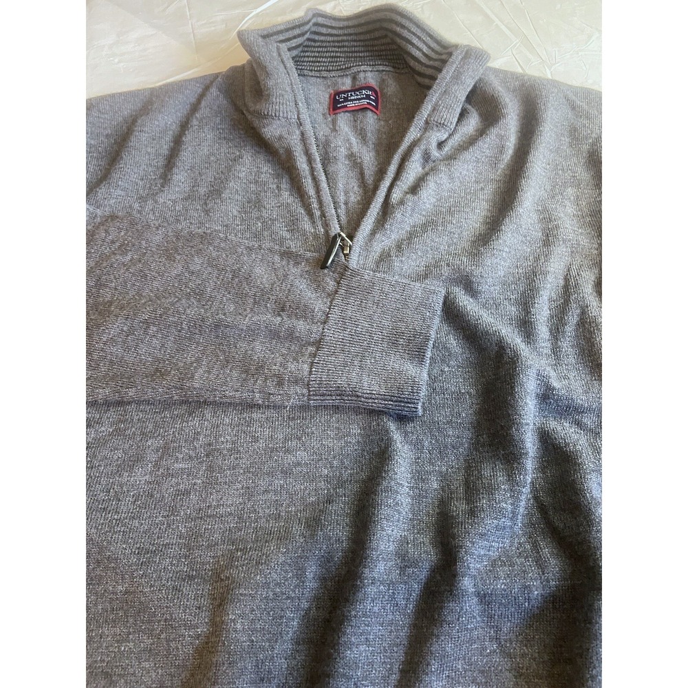 UNTUCKit Belguardo Mens Medium Dark Grey 100% Extra Fine Merino Wool 1/4 Zip